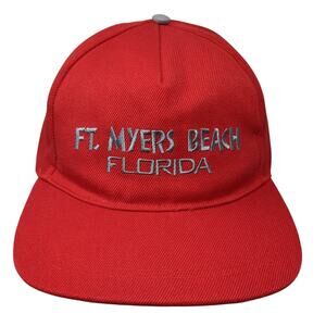 Ft. Myers Beach Florida Snapback Hat Red One Size Vent Holes Jacobson